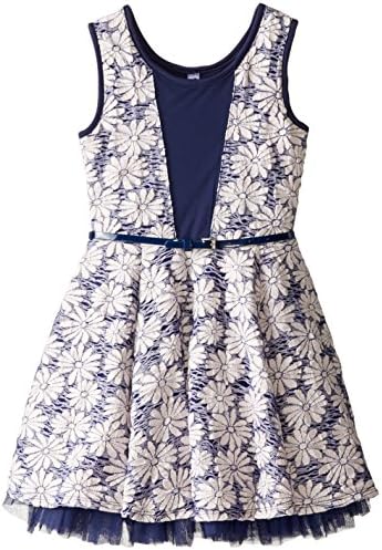 Beautees Big Girls' Daisy Dress with Solid Inset