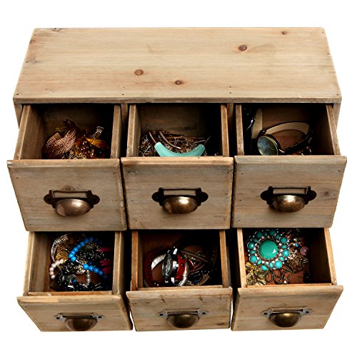 Vintage Style Wood 6 Drawer Box Decorative Organizer Desk