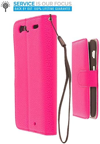 Motorola Droid Razr XT912 Case, TechSpec(TM) Hot Pink Leather Wallet Pouch Case Cover with Slots for Motorola Droid Razr XT912