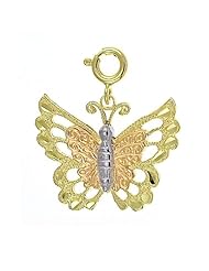 Dazzlers Solid 14k Gold Butterfly Charm Pendant Three-Tone Available in three colors from jewelsberry (weights: 3.0 grams only)