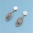 Earrings with Marcasite and Mother of Pearl - Sterling Silver - 23 mm