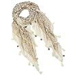 Leopard Print Floral Zebra Border Dangling Coins Tassels Cotton Sheer Square Scarf Shawl Sarong - Various Colors