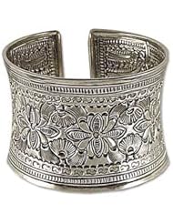 Sterling silver cuff bracelet, Moon Flower