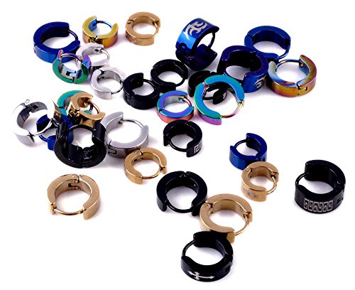 ImixlotÂ® 12Pairs Men s Women s Multi-model Taper Stainless Steel Huggie Hoop Earring