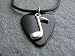 Guitar Pick Necklace with Music Note Charm on Black Fender Pick Unique Design By Atlantic Seaboard Trading Co.