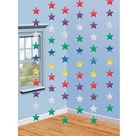 Multi-Color Star String Decorations (6) Party Supplies
