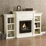SEI Tennyson Gel Fuel Fireplace with Bookcases, Ivory