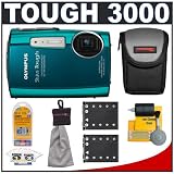 Olympus Stylus Tough 3000 Shockproof & Waterproof Digital Camera (Green) + Batteries + Case + Accessory Kit