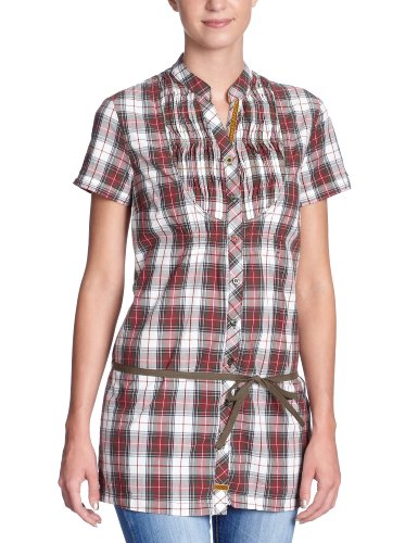 TOM TAILOR Denim Damen Bluse 20166280071/check long blouse w. belt, Gr. 42 (XL), Wei&szlig; (800 Preisvergleich
