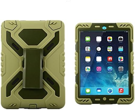 iPad Pro 9.7 Case, Truevaluetech Premium PC+Silicon+PET Screen Full Protection Rugged Extreme Shockproof Waterproof Heavy Duty Defender Case Cover with Kickstand for Child kid Students (Olive+Olive)