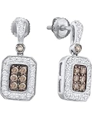 14KT White Gold 0.50 CTW COGNAC Diamond Ladies Fashion Earrings