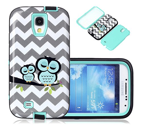 S4 Case, Galaxy S4 Case, CexCob Chervon Owls Sleeping [Shockproof] 3 in 1 Hybrid Silicone TPU &amp; Plastic Rugged [Heavy Duty Combo] High Impact Durable Phone Case for Samsung Galaxy S4, Mint