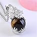 JOVIVI Dragon Claw & Crystal Ball Pendant Chain Necklace (Tiger Eye&Opalite&Red Agate)