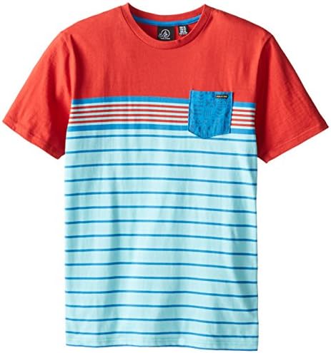 Volcom Big Boys' Skape Stripe Short Sleeve, Drip Red, Large