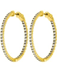 1.00 ct. tw Round Cut Diamond Inside Outside Hoop Earrings 18KY F-G VS2