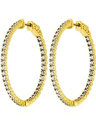 0.76 ct. tw Round Cut Diamond Inside Outside Hoop Earrings 18KY G-H SI1