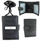 Swiss RFID Airport Id Ticket Wallet Holder Tri-Fold Black Passport Travel Case !