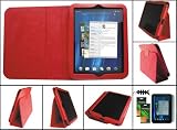 iShoppingdeals - Red PU Leather Case Cover Folio With Built-In Stand and Anti-Glare Matte Finishing Screen Protector for HP TouchPad 97-inch WebOS Tablet Wi-Fi 16GB 32GB on sale