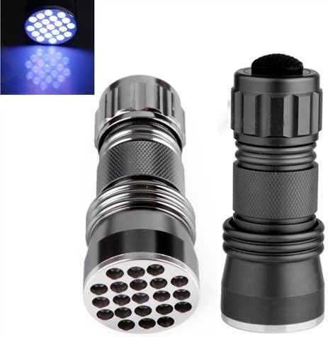 21 LED UV Ultra Violet Blacklight Pocket Flashlight for Spotting Scorpions and Bed Bugs, Counterfeits, A/C Leaks and Pet Stains 21LED UV counterfeit money detector flashlight violet light to detect fluorescent substance according to the scorpion