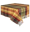 Durable Hand Woven 100% Cotton Green and Yellow Plaid Tablecloth 60x60"