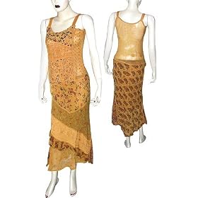 Skirt Top Set Georgette Embroidery Womens Casual Sundresses Size P (nskts001)