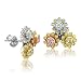 18k Gold White, Yellow, Pink Diamond Flower Earrings (GH, SI, 0.87 carat)