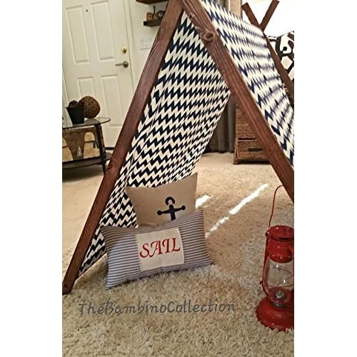 Childrens Blue And White Chevron A-Frame Tent