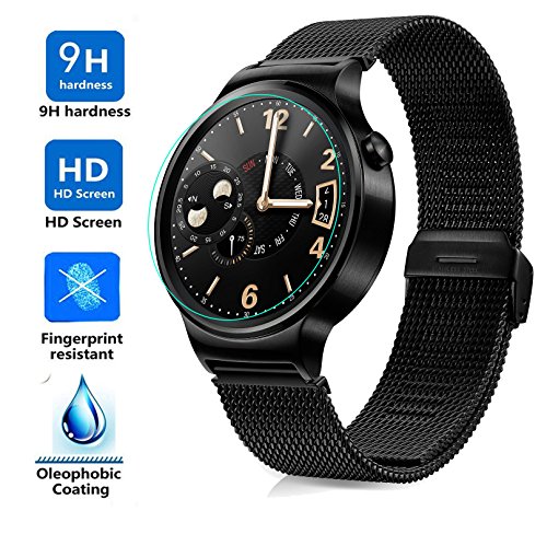 Huawei Watch Screen protector, KuGi Â® Ultra-thin 9H Hardness High Quality HD clear Premium Tempered Glass Screen Protector for Huawei Watch (For Huawei Watch, Glass screen protector)