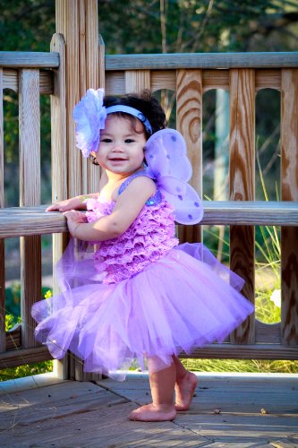 Baby Tutu Set with Fairy Wings and Headband in Purple