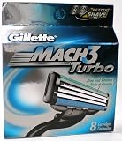 Gillette Mach3 Turbo Refill Cartridges, 8-Count Box