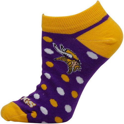 Minnesota Vikings Womens Polka Dot Team Logo Ankle Socks - Purple-Gold