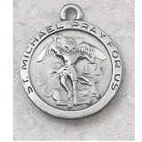 Mens or Womens Hand Engraved New England Pewter Medal St. Michael the Archangel Medal with 24" Chain.