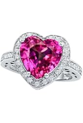 Star K 10mm Heart Shape Created Pink Sapphire Wedding Ring