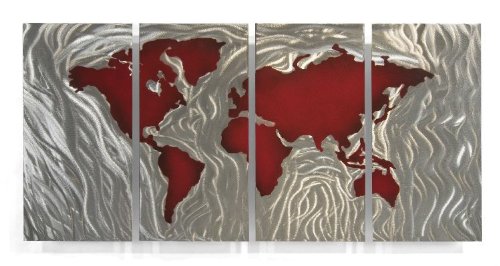World Map Wall Art Modern Metal Sculpture décor by Ash Carl
