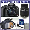 Canon Rebel T1i 15.1 MP Digital SLR w/ Canon 18-55mm IS Lens & Sigma 70-300mm f/4-5.6 DG Lens + 8GB + Advanced Shooter Package K# 3