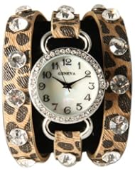 Cheetah Wrap Around Watch with Bling Sparkly White Rhinestones