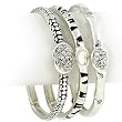 Silvertone Stackable Three Piece Elastic Fashion Bracelet