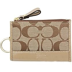 Coach Signature Mini Skinny Coin Case Bag with Key Chain 41613 Camel Patent Trim