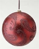 Set of 4 Huge Red Paisley Shatterproof Ball Christmas Ornaments 8