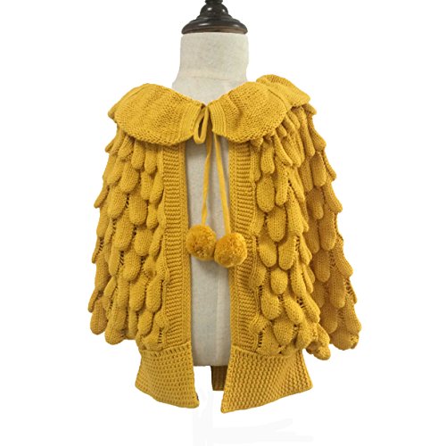 Girls' Crochet Cardigan Orange Sweater Cape Jackets