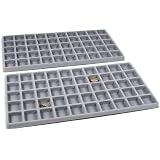 2 Gray 50 Slot Pendant Jewelry Showcase Display Tray Inserts