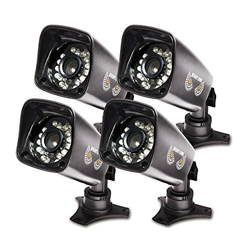 Night Owl Security CAM-4PK-724 Bullet High Resolution 700 TVL Cameras with 75' Night Vision, 4 Pack (Black)