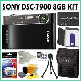 Sony Cyber-shot DSC-T900 12.1 MP Digital Camera in Black + 8GB Deluxe Accessory Kit