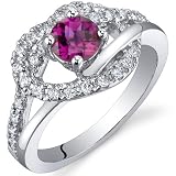Rhythmic Harmony 0.75 Carats Ruby Ring in Sterling Silver Rhodium Finish Size 5 to 9