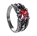 BodyJ4You Ring Biker Hard Rock Heavy Metal Dragon Red Stone Steel Size 9 Men Women Statement Band