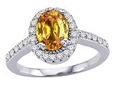 2.00 cts Genuine Citrine and Diamond Ring - 14kt White or Yellow Gold