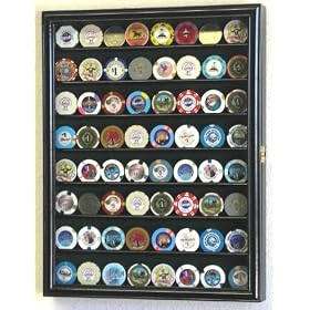 Casino Chips Coins Display Case Cabinet Holder Wall Rack w/ UV Protection -Black