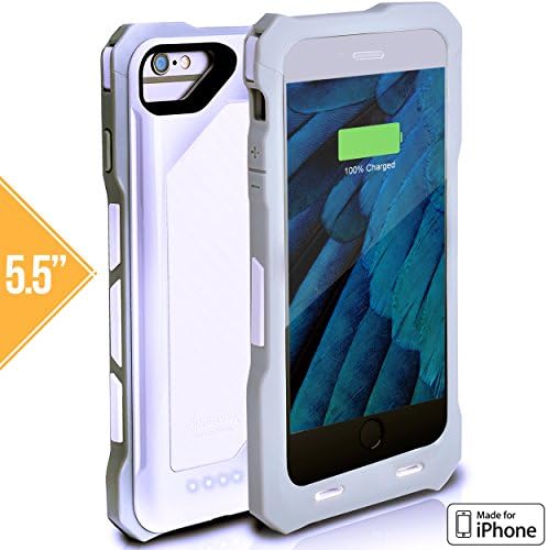 iPhone 6S Plus Battery Case, iPhone 6 Plus Battery Case, Heavy-Duty &amp; Rugged Alpatronix® [BX150plus] MFi Apple Certified 4000mAh Shockproof External iPhone 6s/6 Plus Battery Case Removable Rechargeable Protective iPhone 6S+ 6+ Charging Case [Ultra Slim Portable iPhone6 Plus Charger Case / Full Support with iOS 9+ &amp; Apple Pay / iPhone6s Plus Extended Battery Case / Lightning Connector Output / Fits all colors for iPhone6S Plus for Juice Bank &amp; Power Pack] - (White Carbon Fiber)