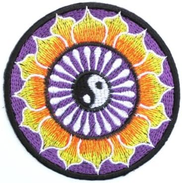 Ying Yang Purple Psychedelic Hippy Lotus Taoism Iron On Embroidered Patch