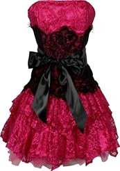 Plus Size Strapless Satin Corset   Waistline  Lace Prom Dress/Mini Dress  With Ruffles